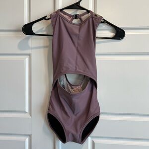 Five Dancewear Leotard Floral Cutout Size YM Mauve